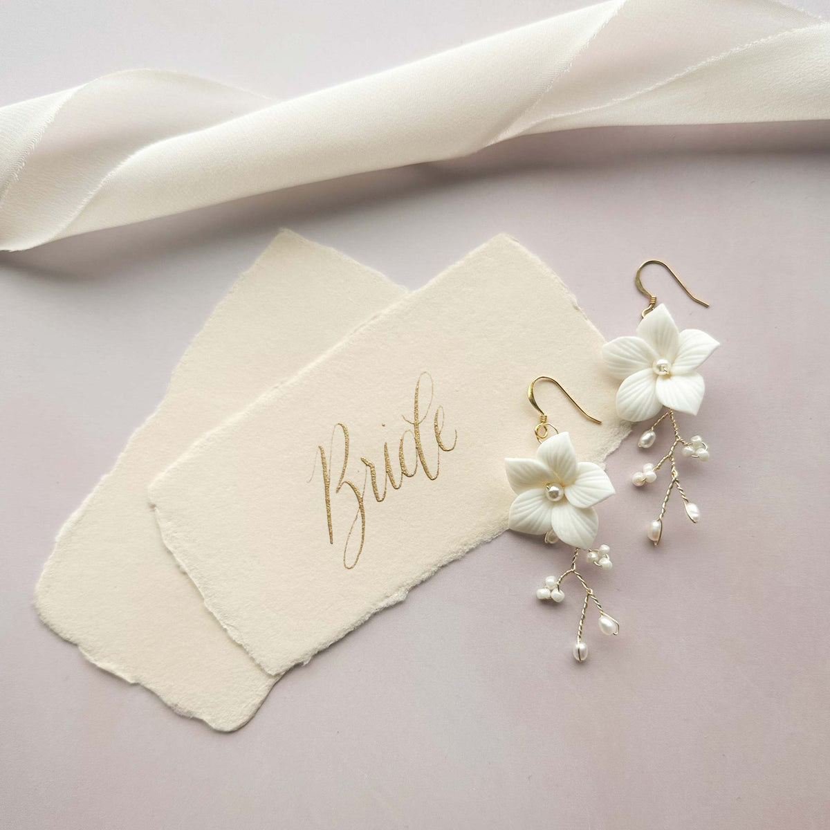 Wedding Earring Clay flower wedding earrings - &#39;Hazel&#39;