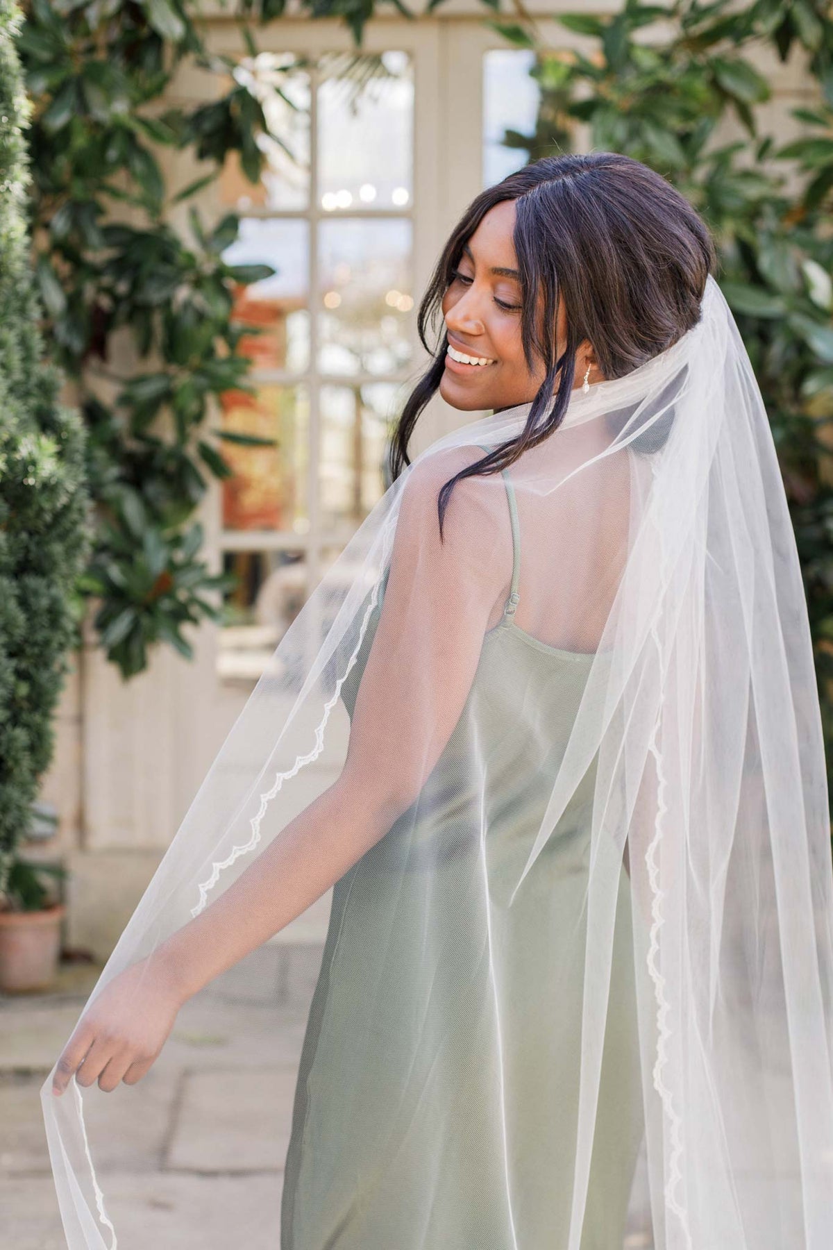 Wedding Veil Full lace edged single tier wedding veil - &#39;Tillie&#39;