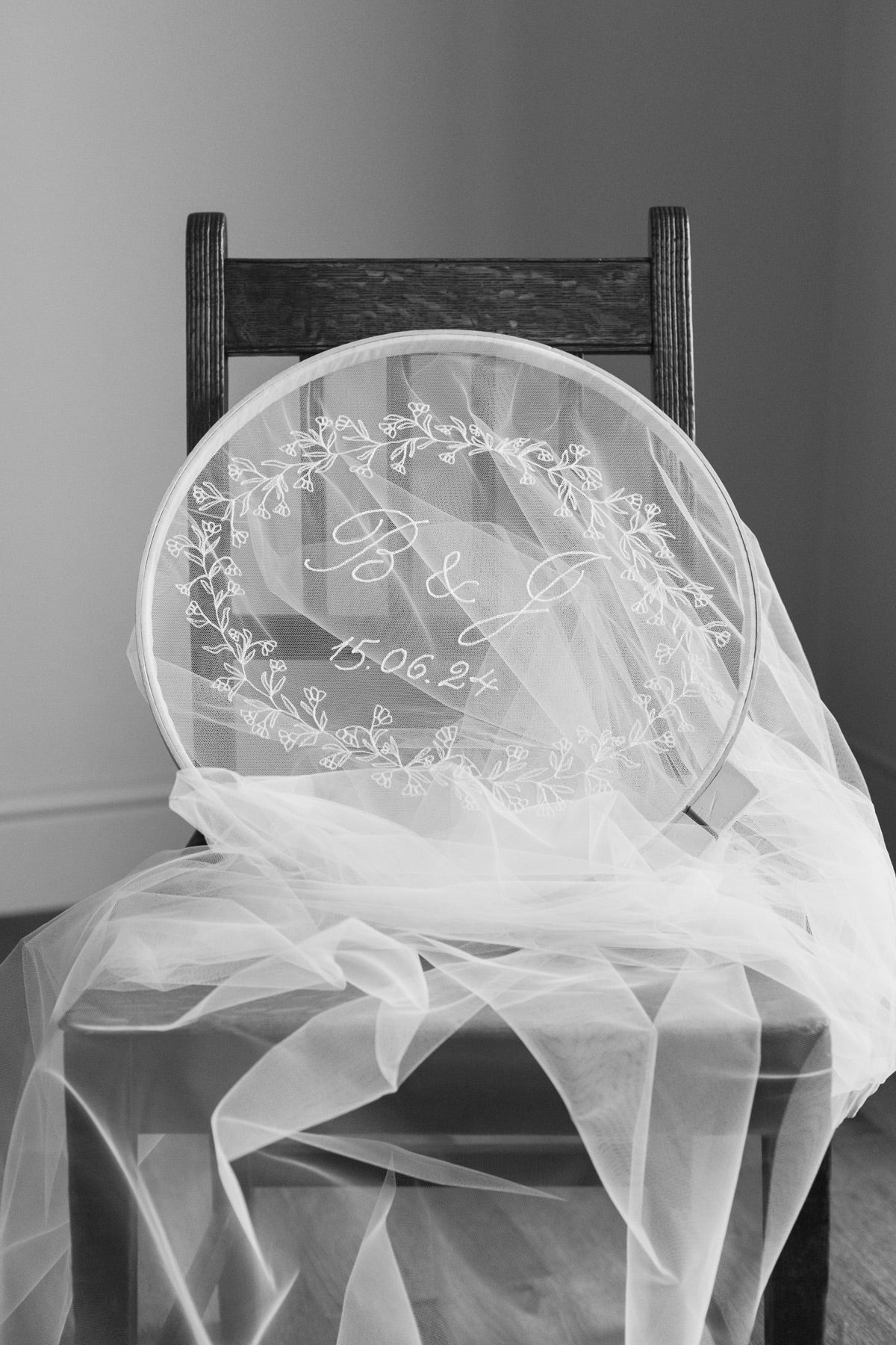Wedding Veil Embroidery Add Personalised Embroidery Monogram to your Veil (6-8 weeks lead time)
