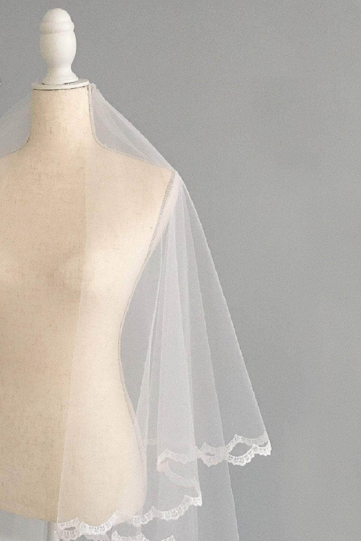 Wedding Veil Two tier delicate lace edged wedding veil - &#39;Ada&#39;