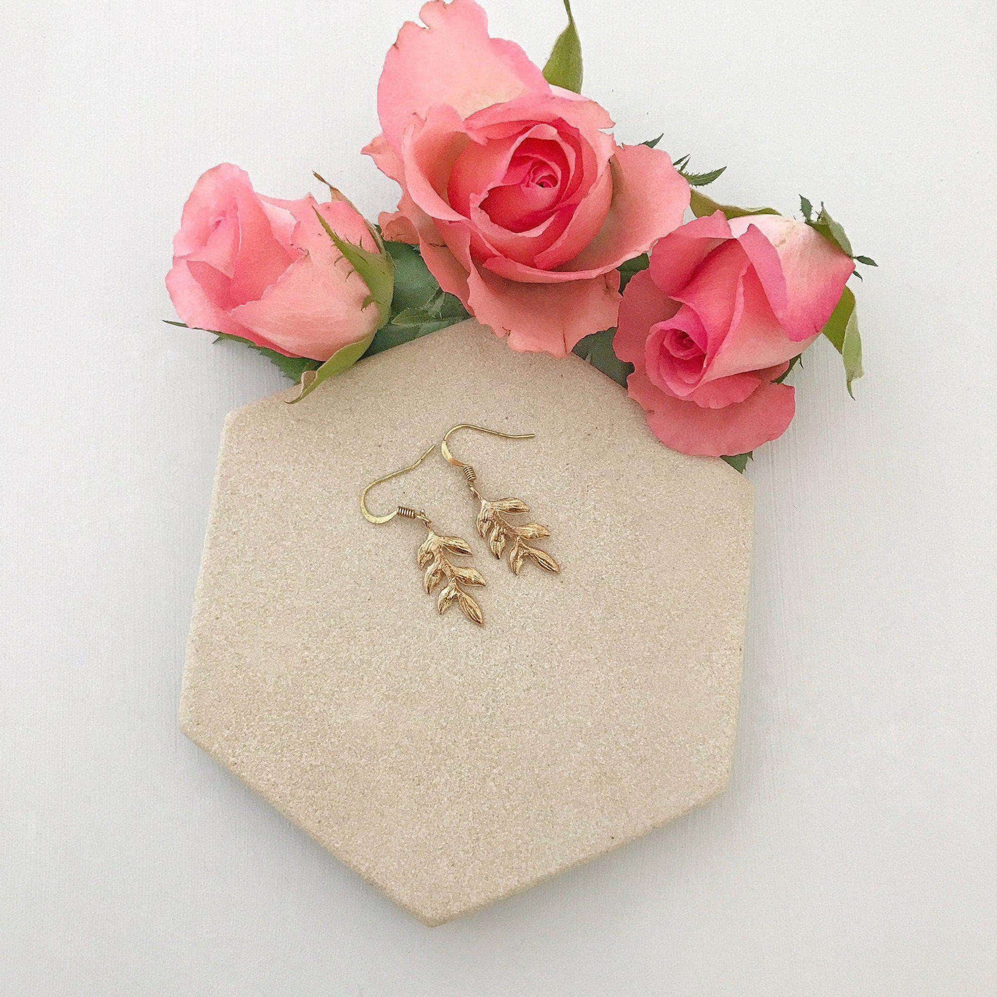 Wedding Earring Gold Gold leaf earrings for wedding - 'Avani'