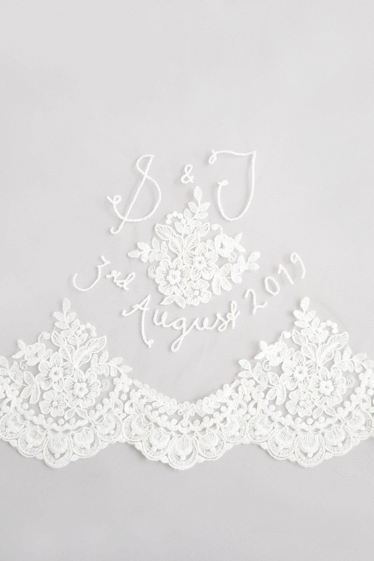 Wedding Veil Embroidery Add Personalised Embroidery to your Veil