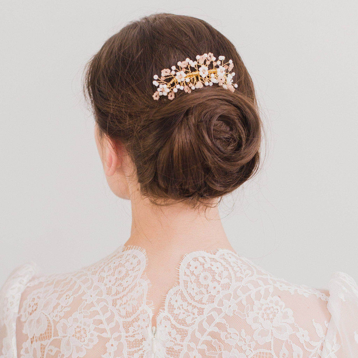 Wedding Haircomb Gold Wedding hair comb with blush and frosted Swarovski crystals - &#39;Helena&#39;