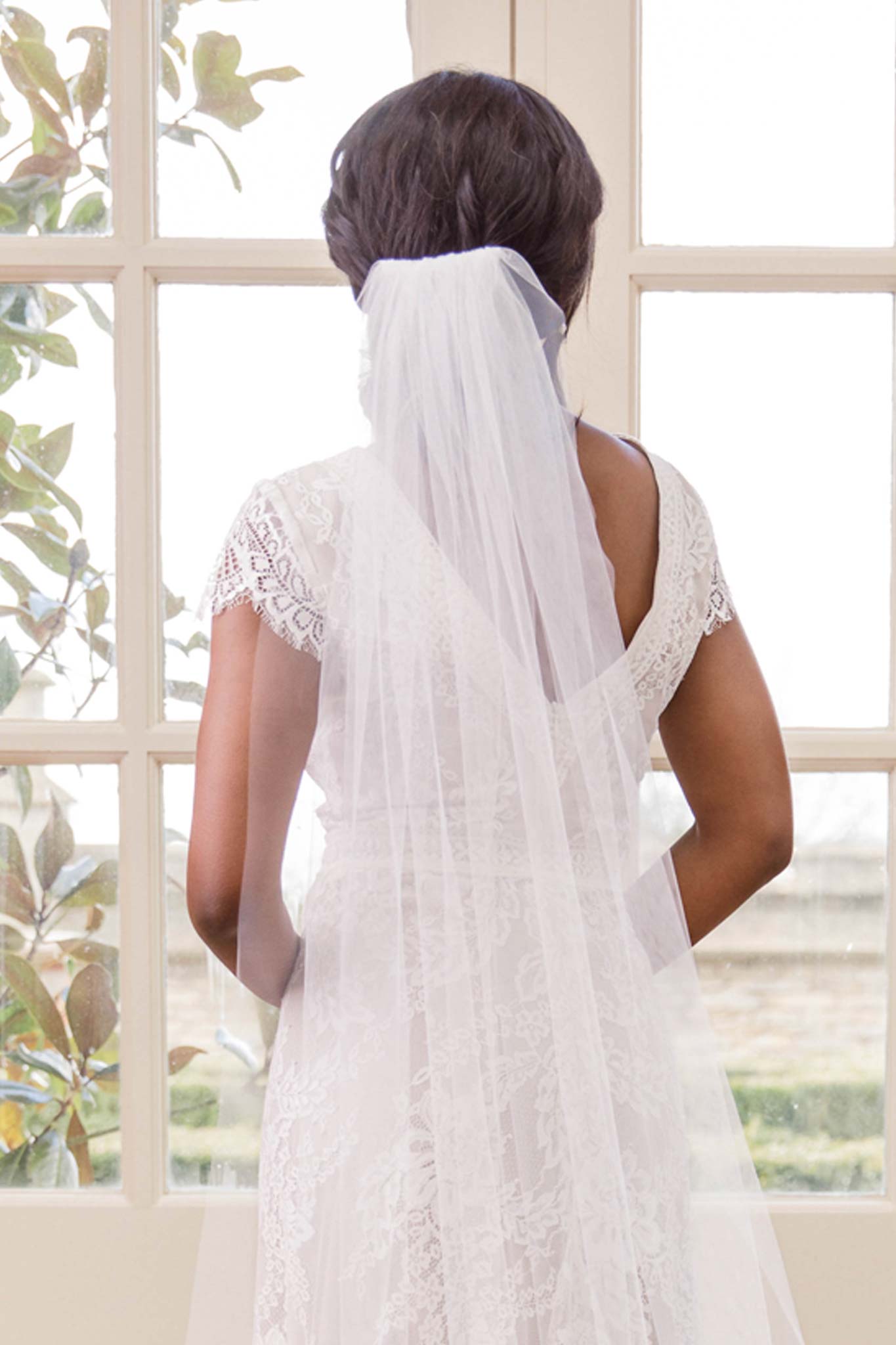 Wedding Veil Cascade comb single tier cut edge veil - 'Calypso'