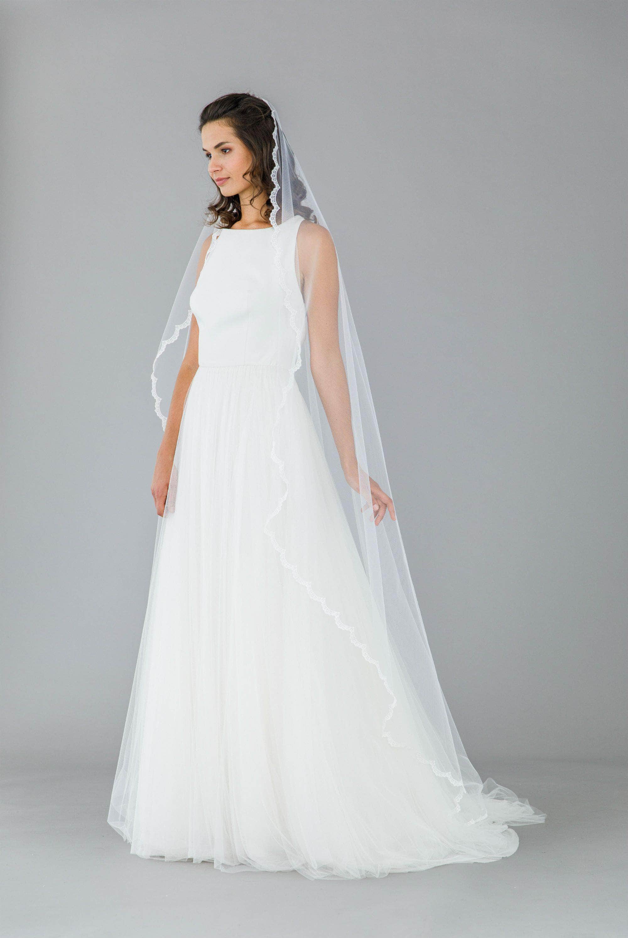 Wedding Veil Full lace edged barely there wedding veil - 'Adeline'