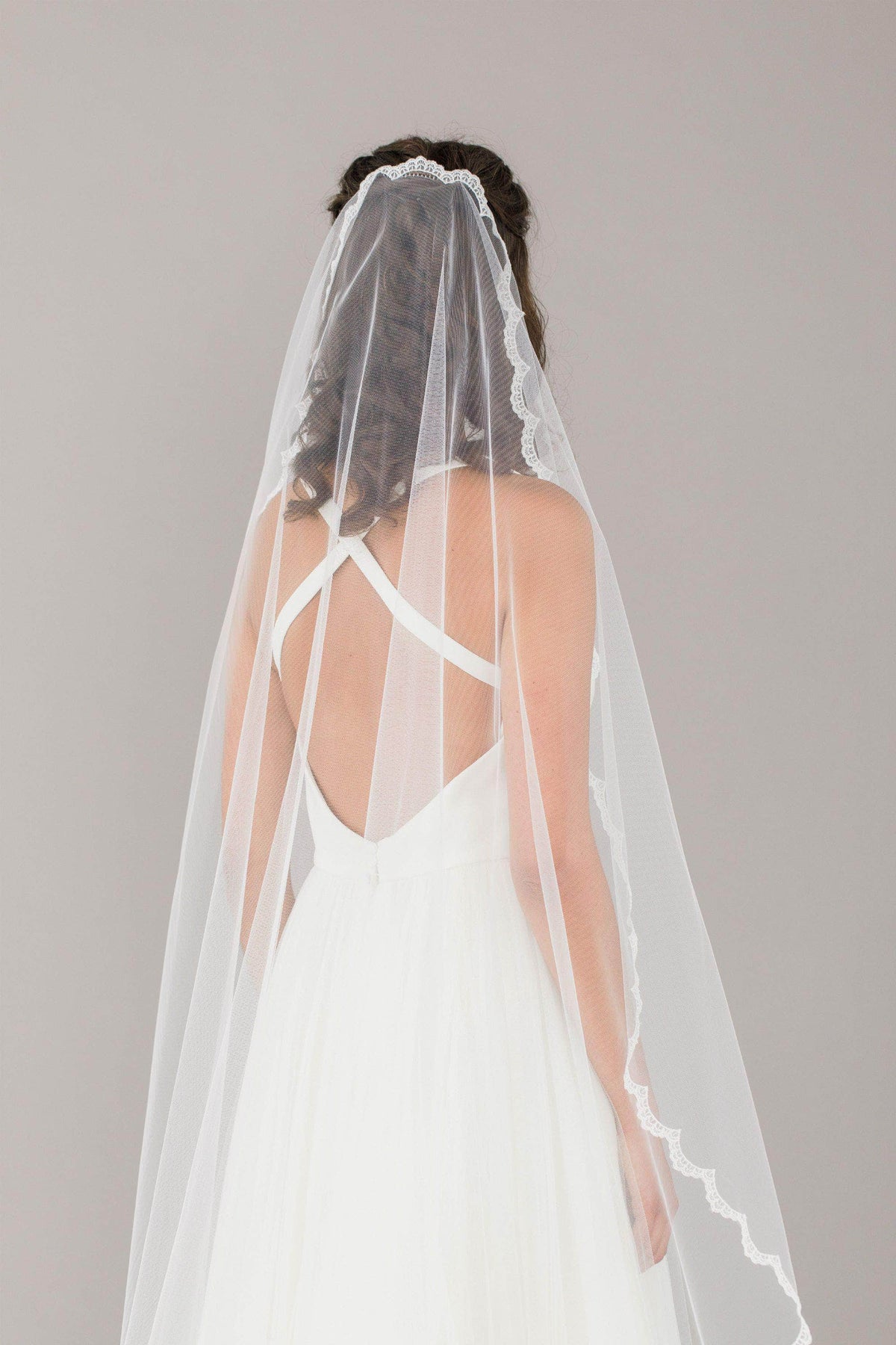 Wedding Veil Full lace edged barely there wedding veil - &#39;Adeline&#39;