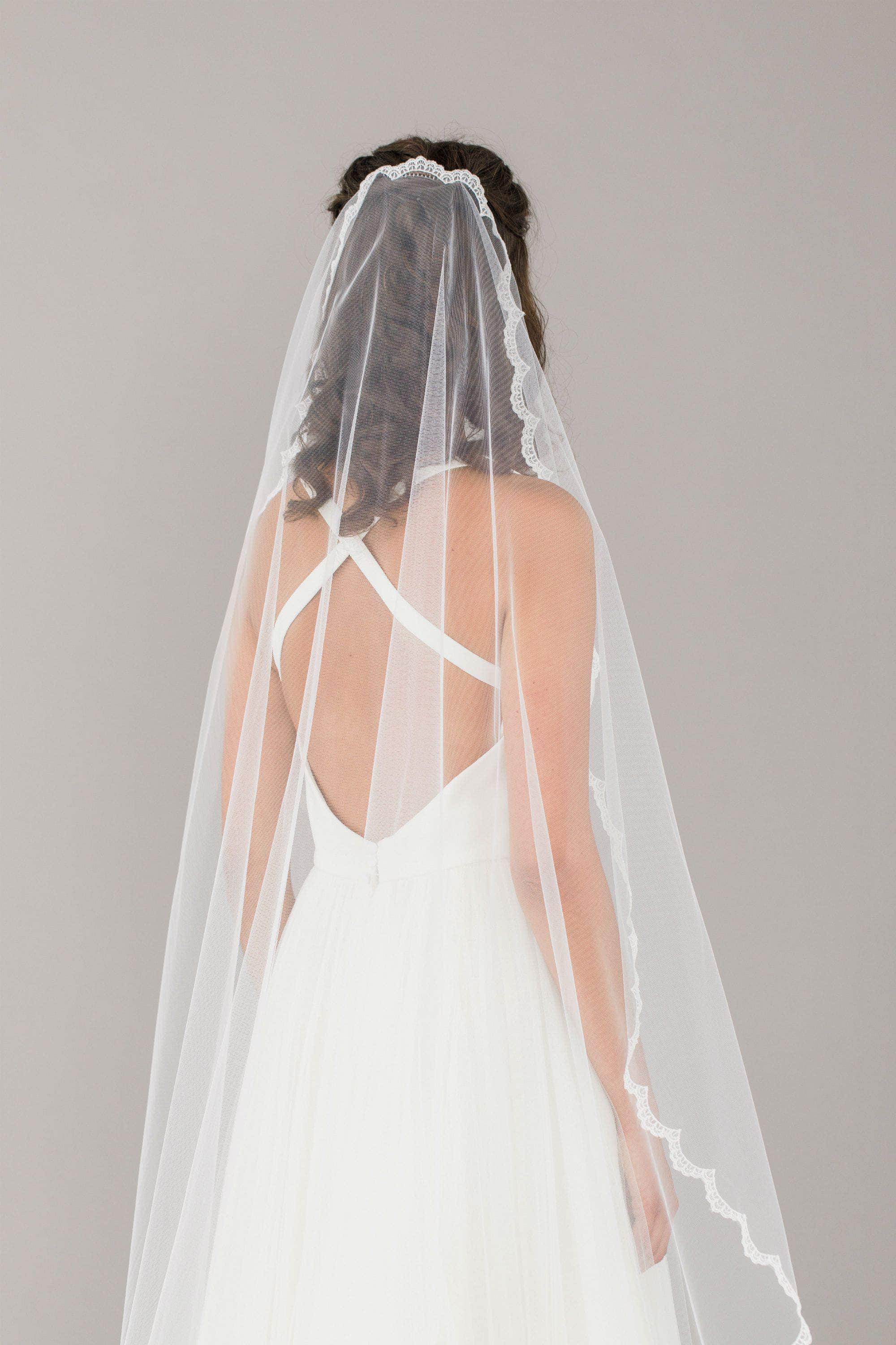 Wedding Veil Full lace edged barely there wedding veil - 'Adeline'