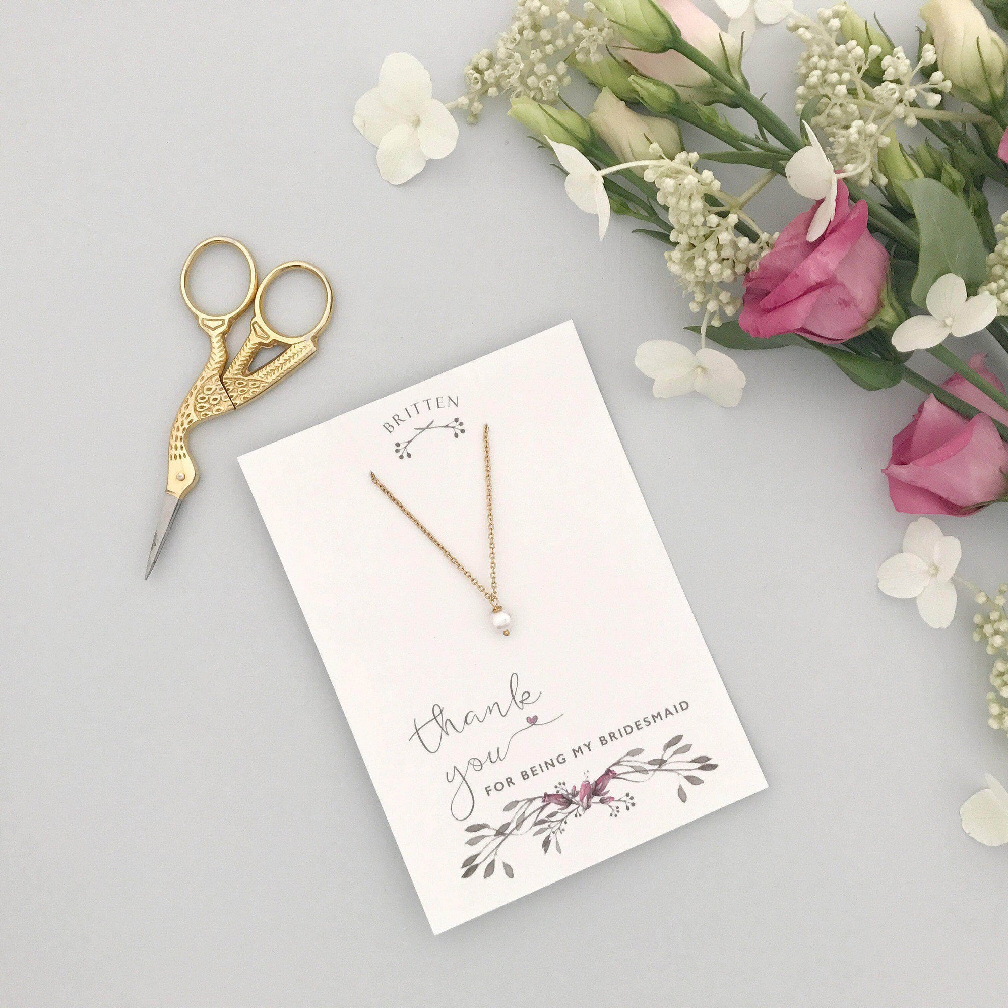Bridesmaid Gift Gold Bridesmaid 'thank you' gift necklace - 'Seville' in gold