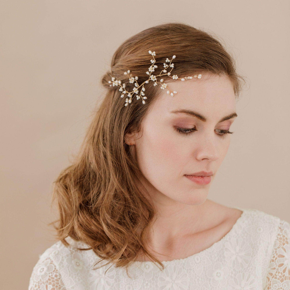 Wedding Hairvine Silver floral medium hair centrepiece - &#39;Flora&#39;
