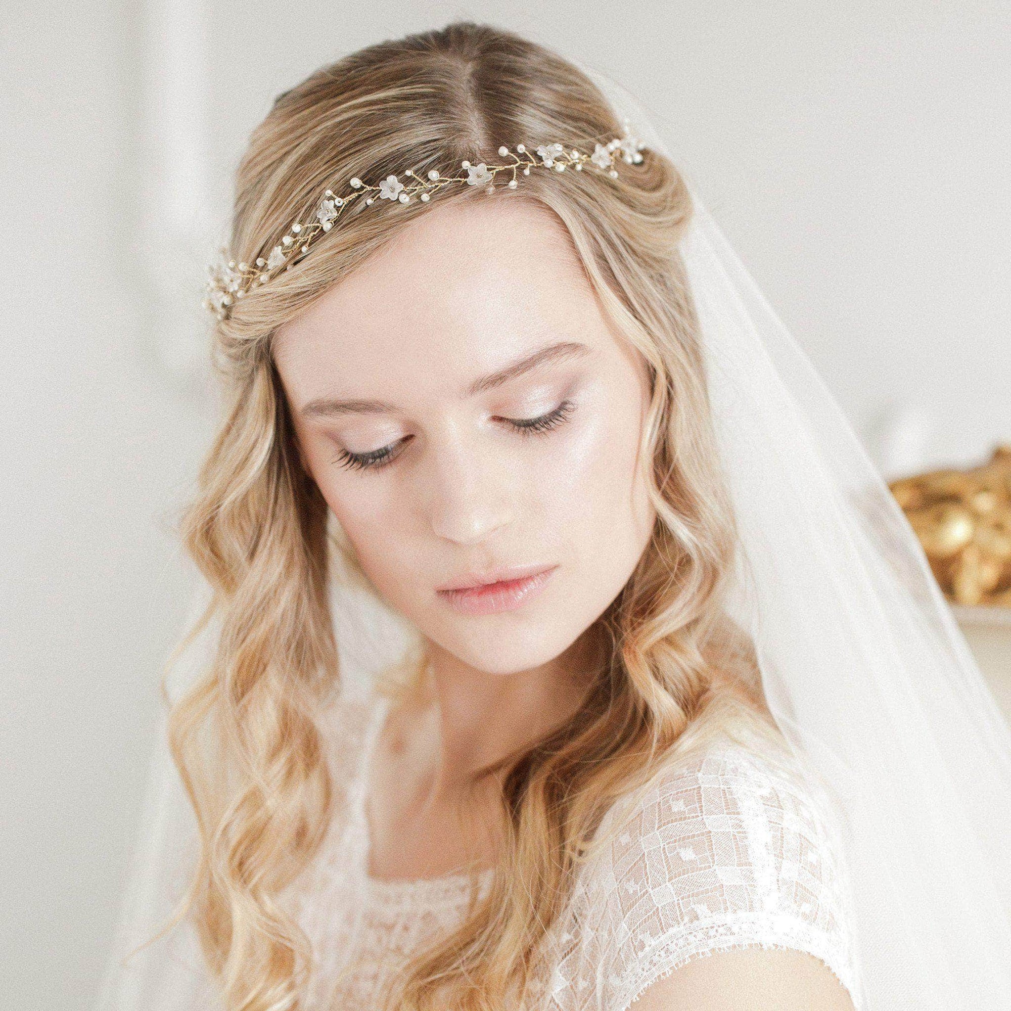 Wedding Hairvine Gold floral flexible wedding hair vine - 'Lily'