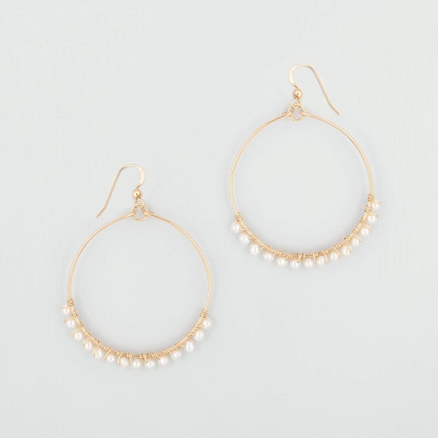 Wedding Earring 14k Gold Filled Freshwater Pearl Hoop Earrings - 'Lyla'