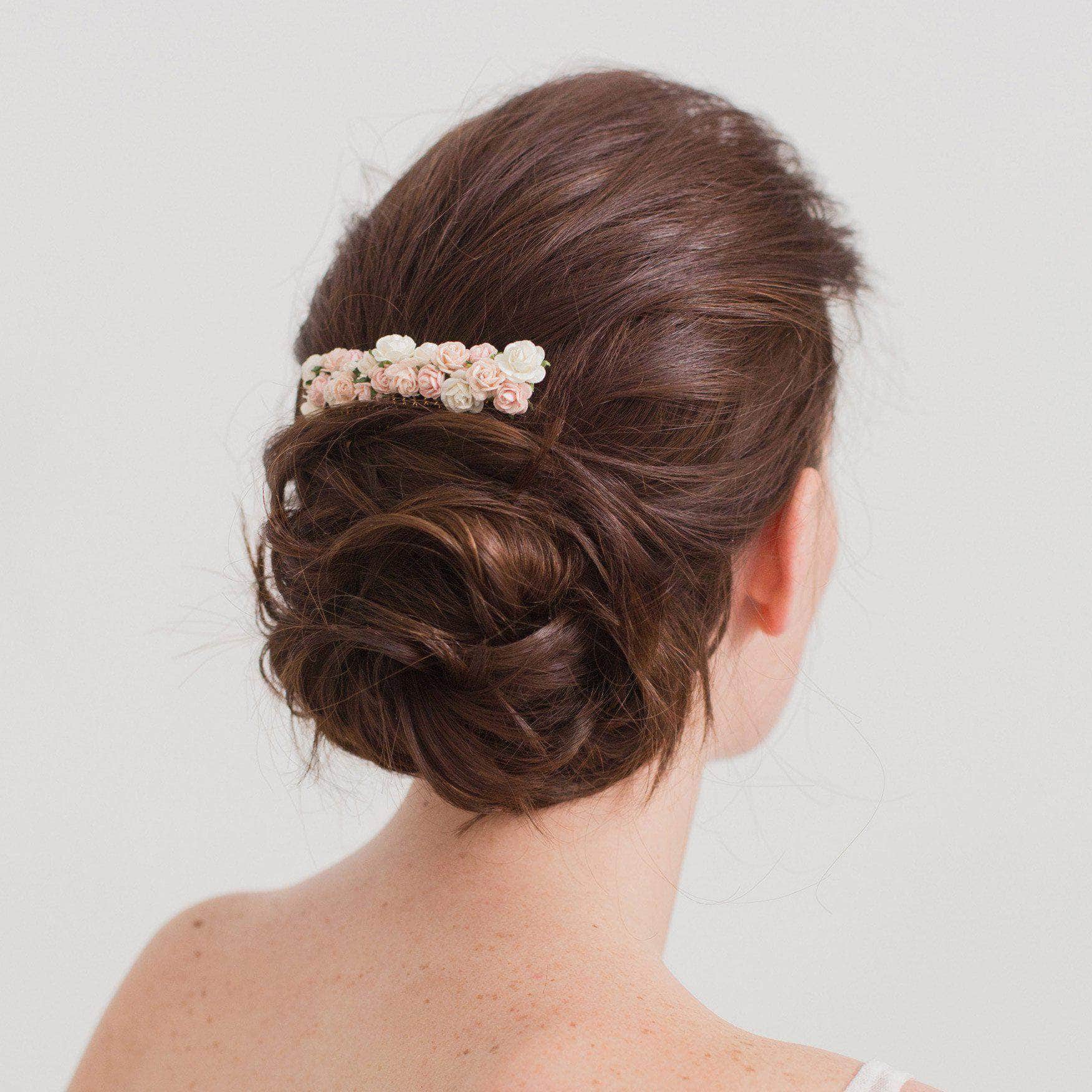 Wedding Haircomb Silver Flower wedding hair comb - 'Rose'
