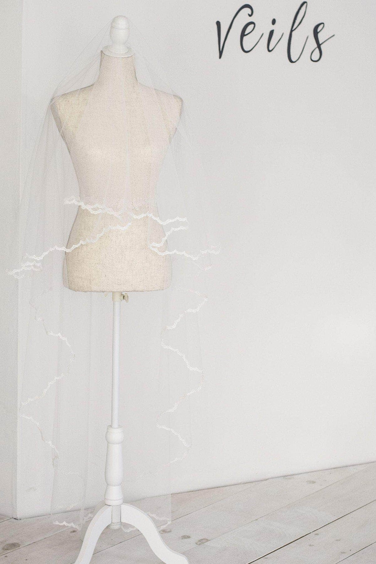 Wedding Veil Delicate lace edged two tier wedding veil - &#39;Millie&#39;