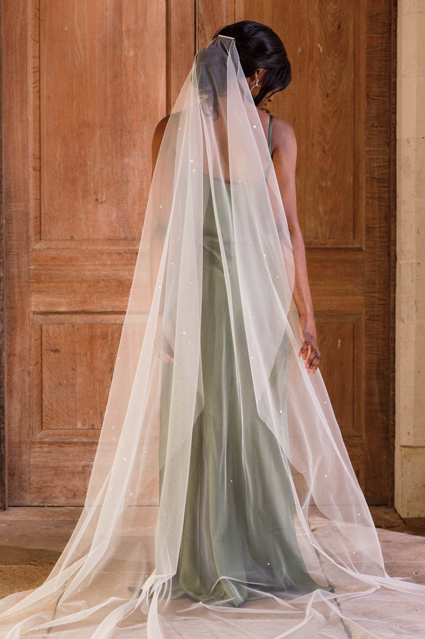 Wedding Veil Italian tulle barely there pearl veil 'Coralie'