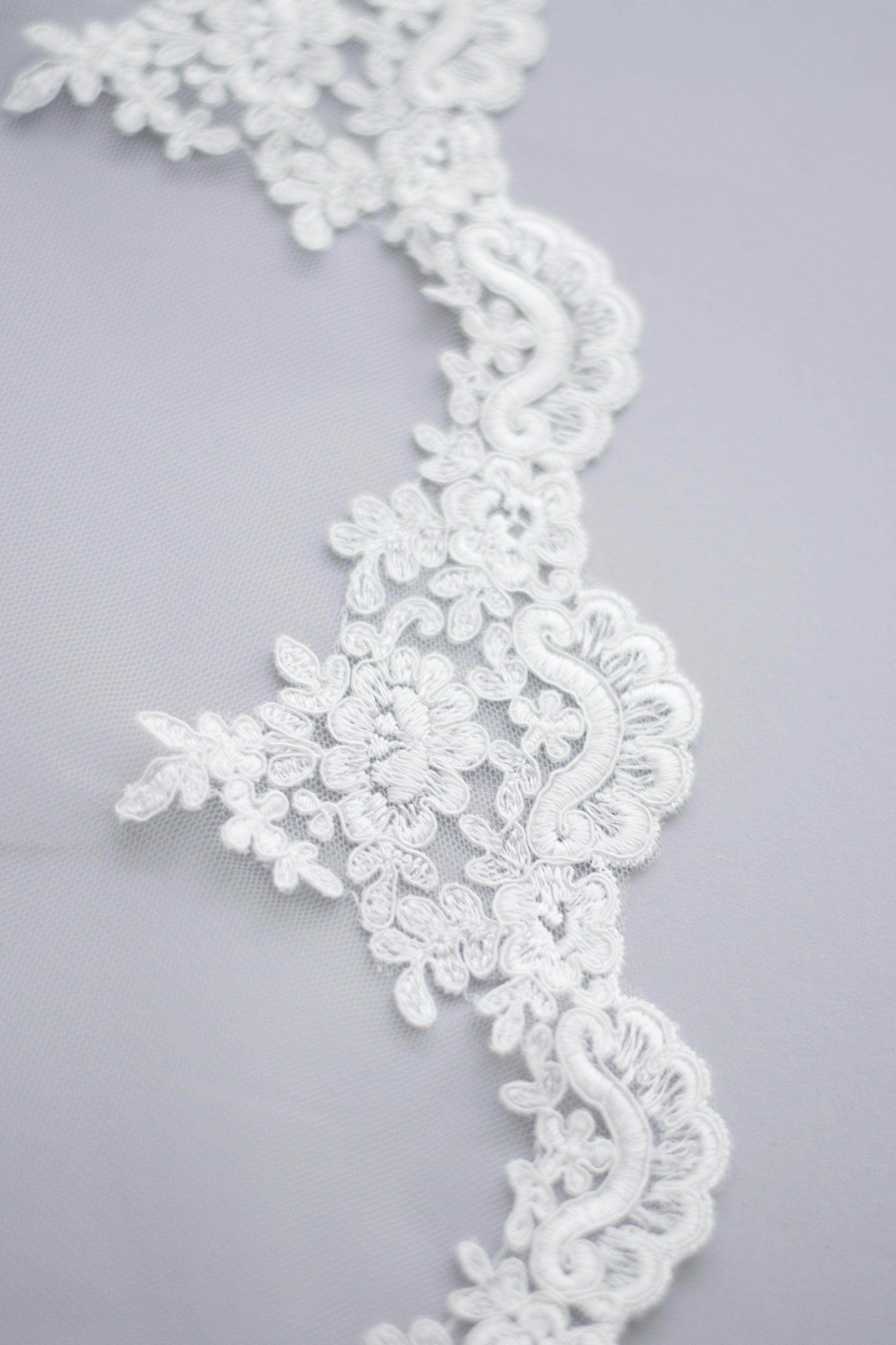 Wedding Veil Semi edged wedding veil with lace starting around wrists - &#39;Emma&#39;