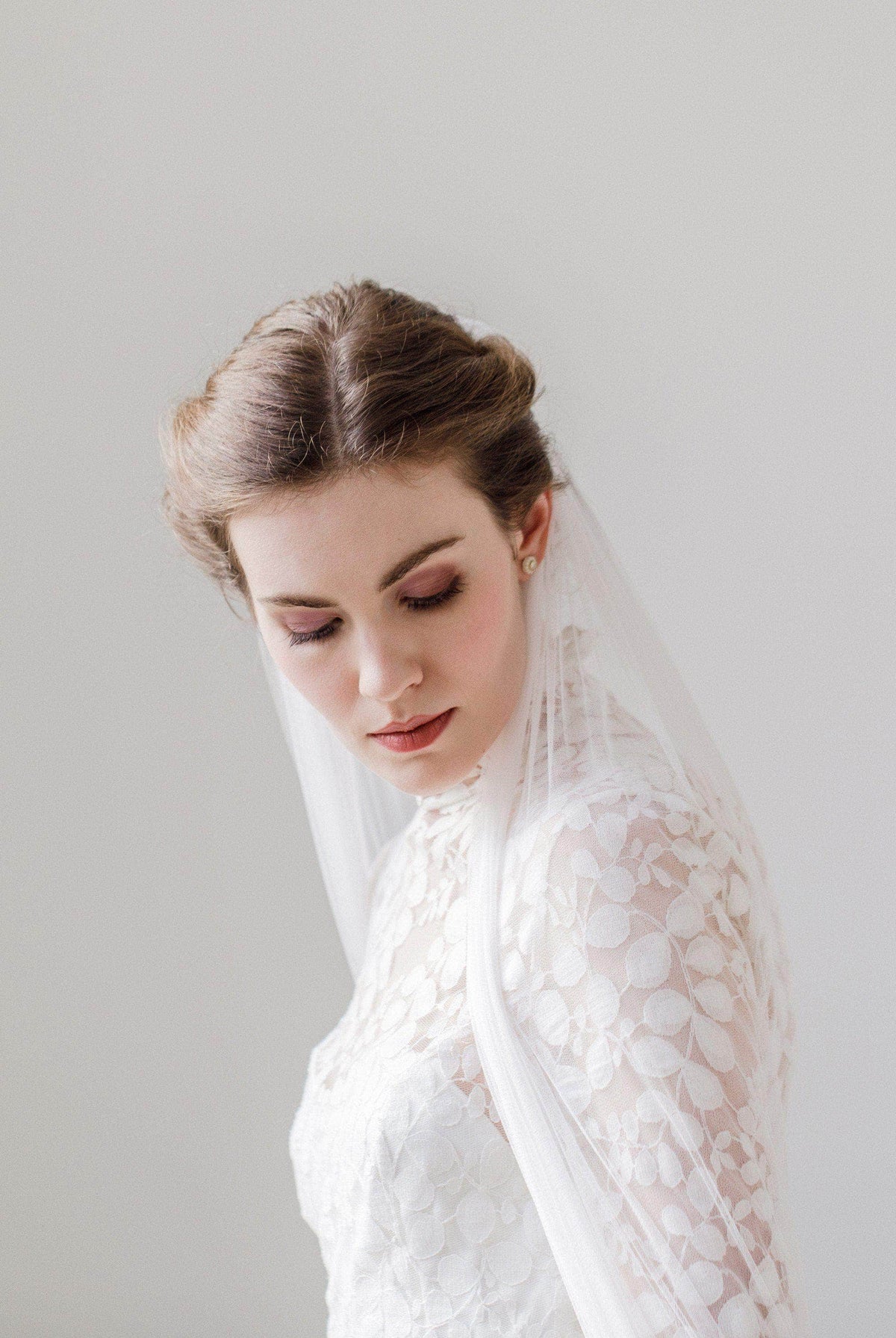 Wedding Veil Pure soft silk single tier cut edge wedding veil - &#39;Clara&#39;