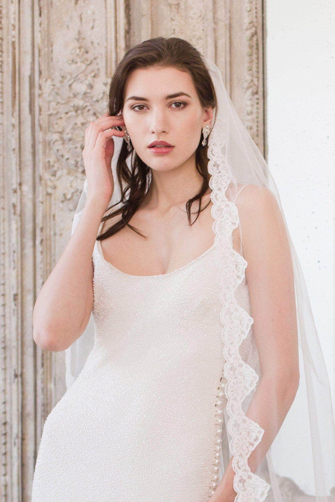 Wedding Veil Full lace edged wedding veil - 'Coria'