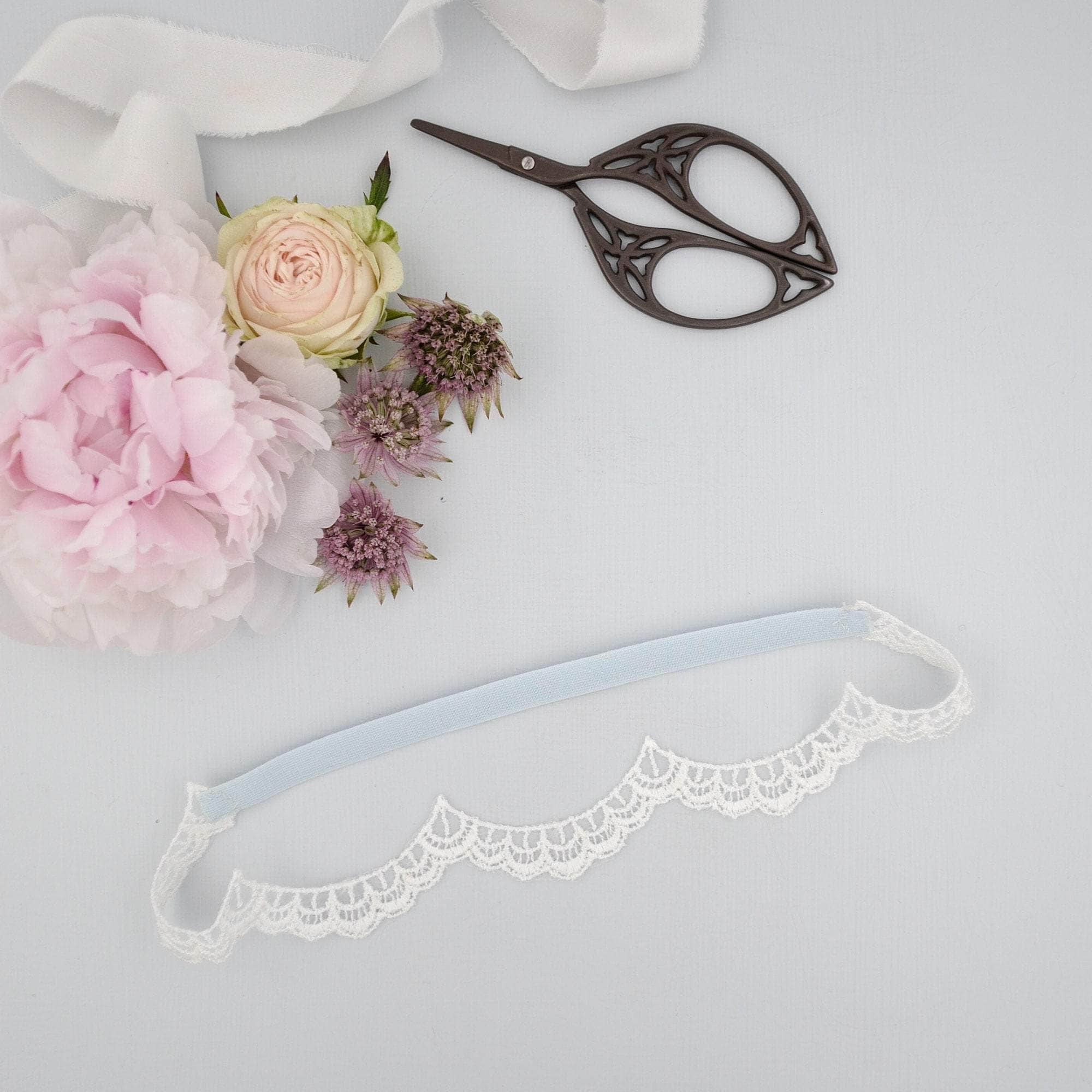 Wedding Garter 'Something blue' and delicate scalloped lace garter - 'Ada'