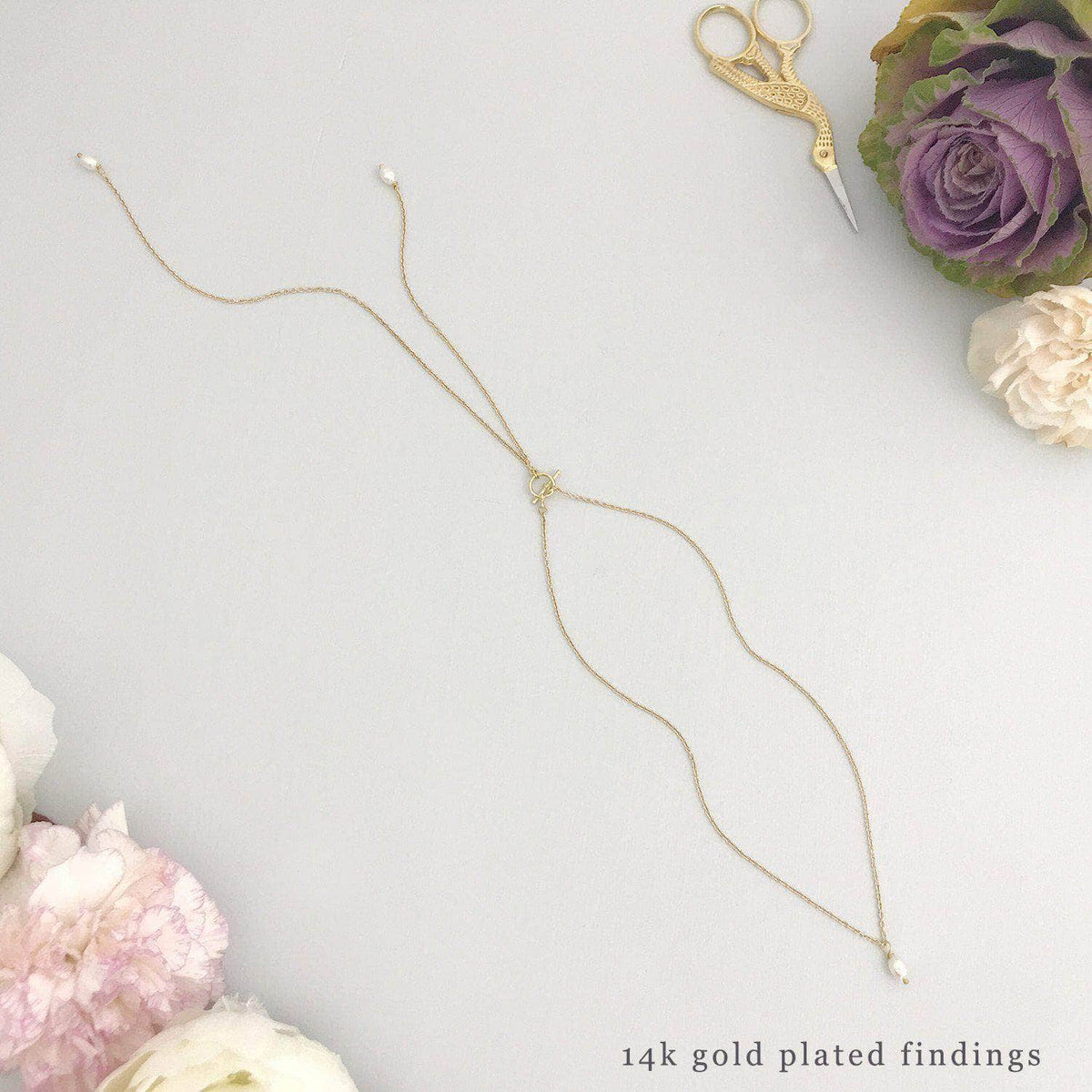 Wedding Necklace Pearl back drop necklace lariat for wedding - &#39;Charlotte&#39;
