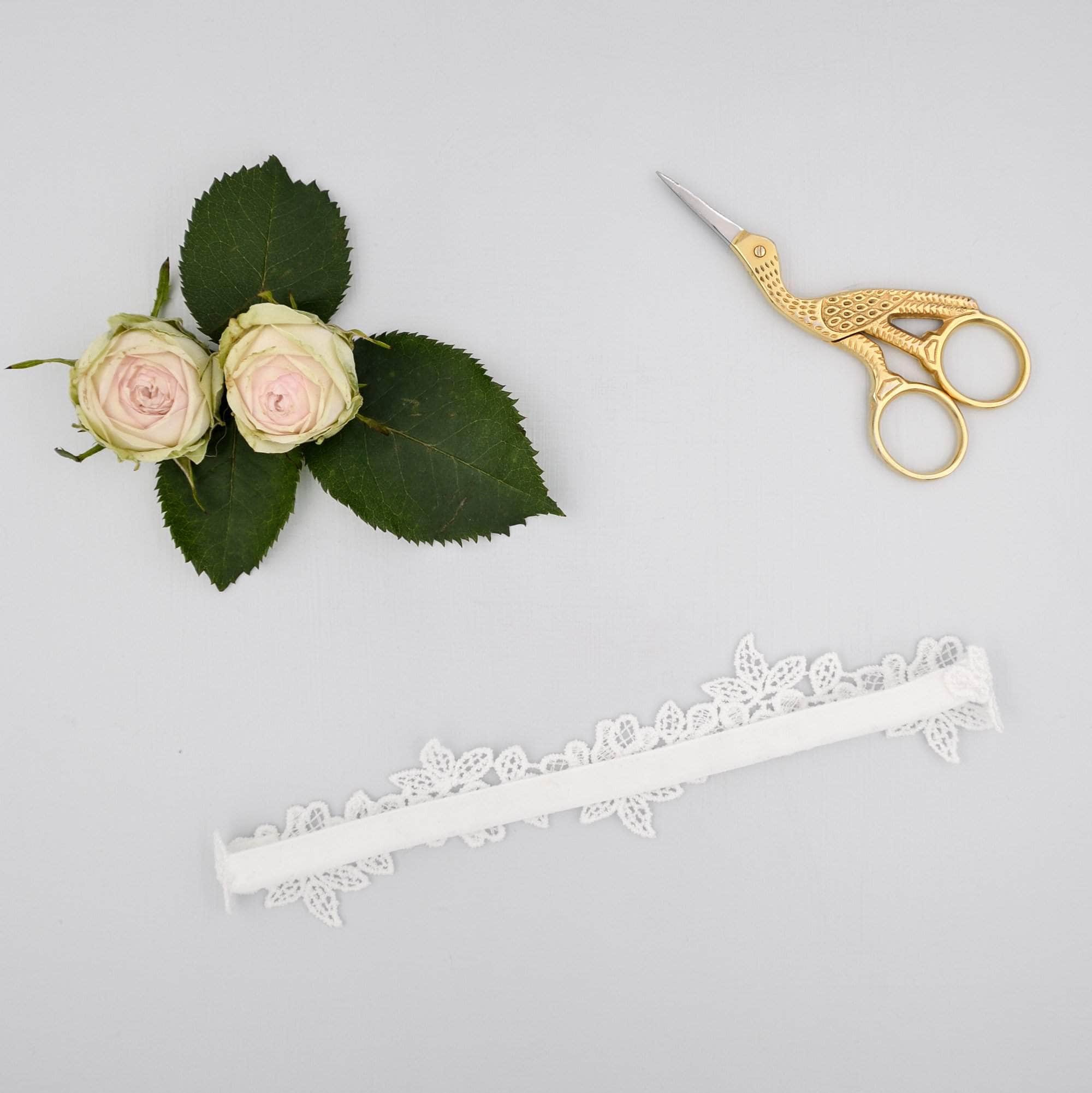 Wedding Garter Super Sleek Floral Lace Garter With Freshwater Pearls - 'Mina'