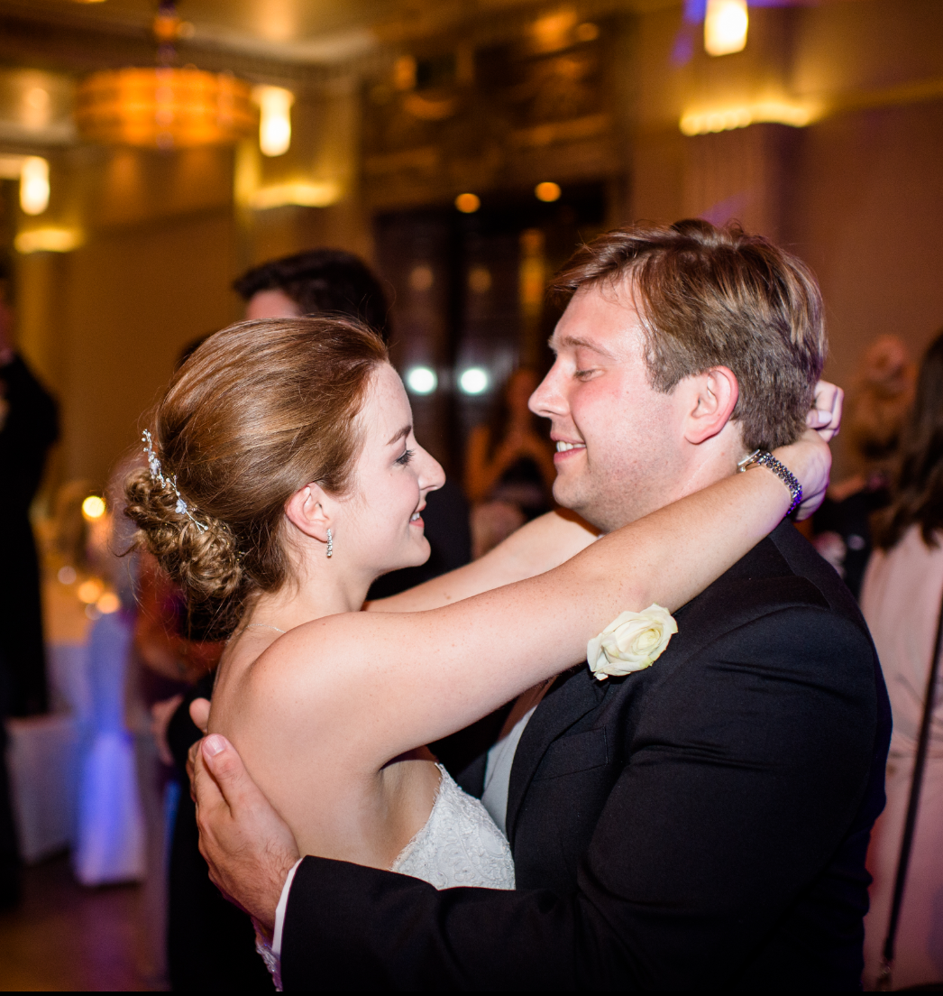 Real Bride | Aire Barcelone Dress | Blue Flower Hair Pins Hope Cat Wearing our Blue Flower Wedding Hair Pins Hope with an Aire Barcelona Dress