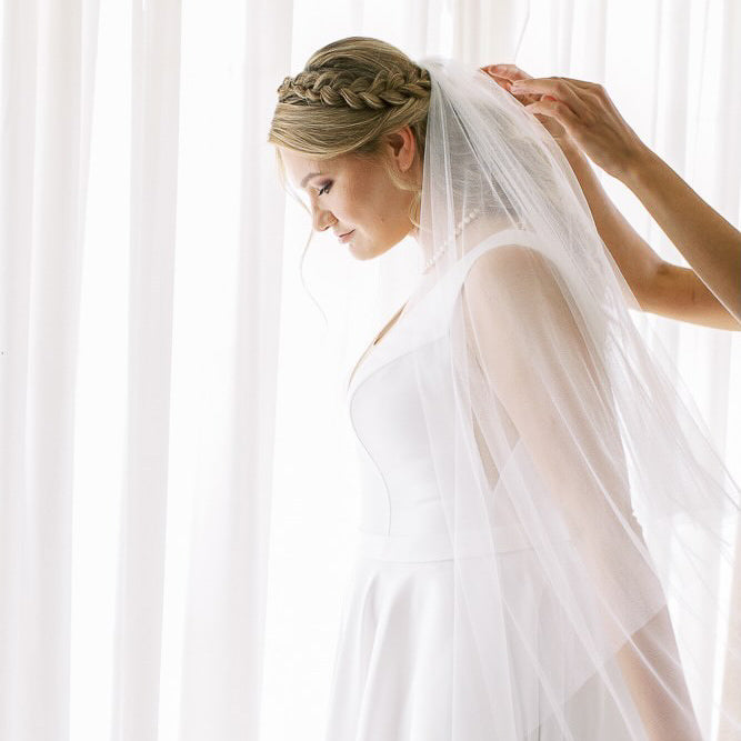 Real Bride | Angela Bianca Gown | Two Tier Silk Style 'Ella' Wedding Veil