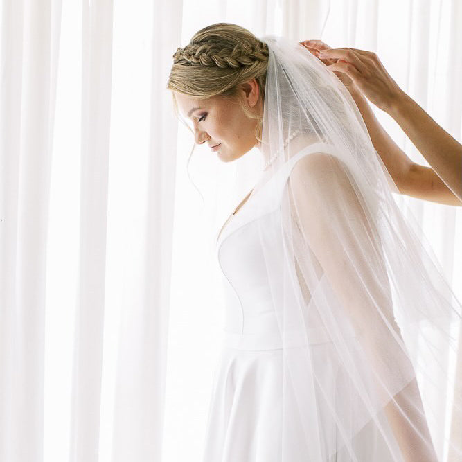 Real Bride | Angela Bianca Gown | Two Tier Silk Style 'Ella' Wedding Veil