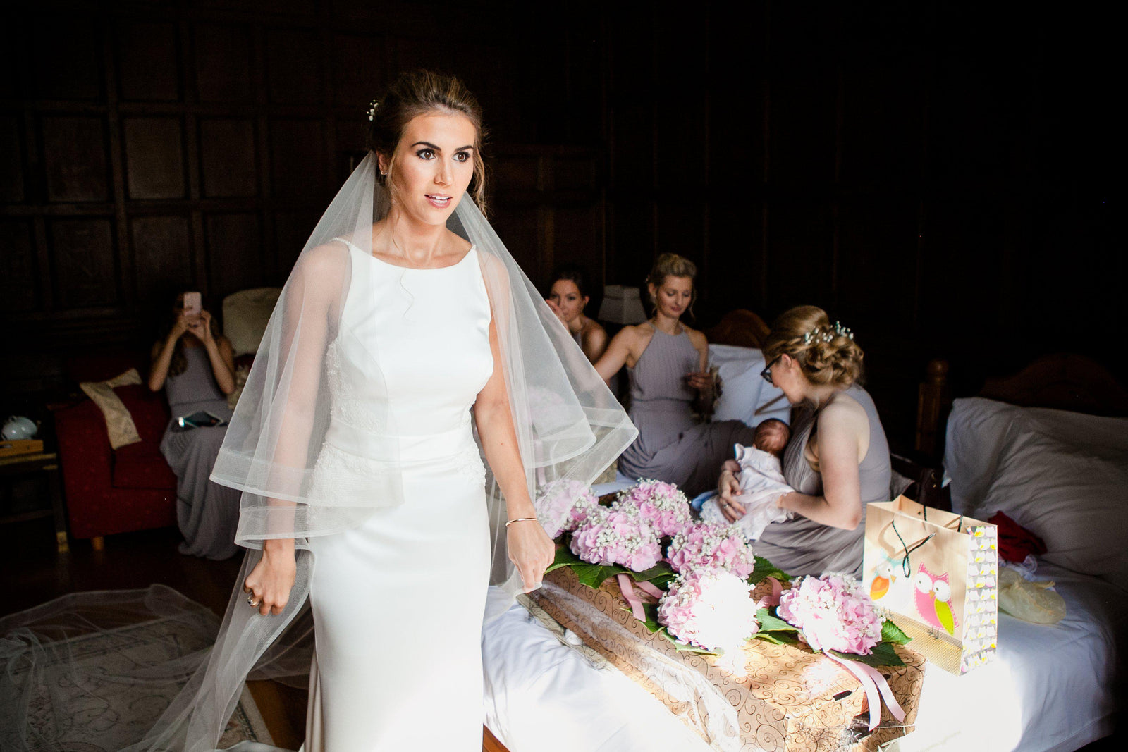 Real Bride | Paloma Blanca Dress |  Two Tier Horsehair Edge Veil Atlas