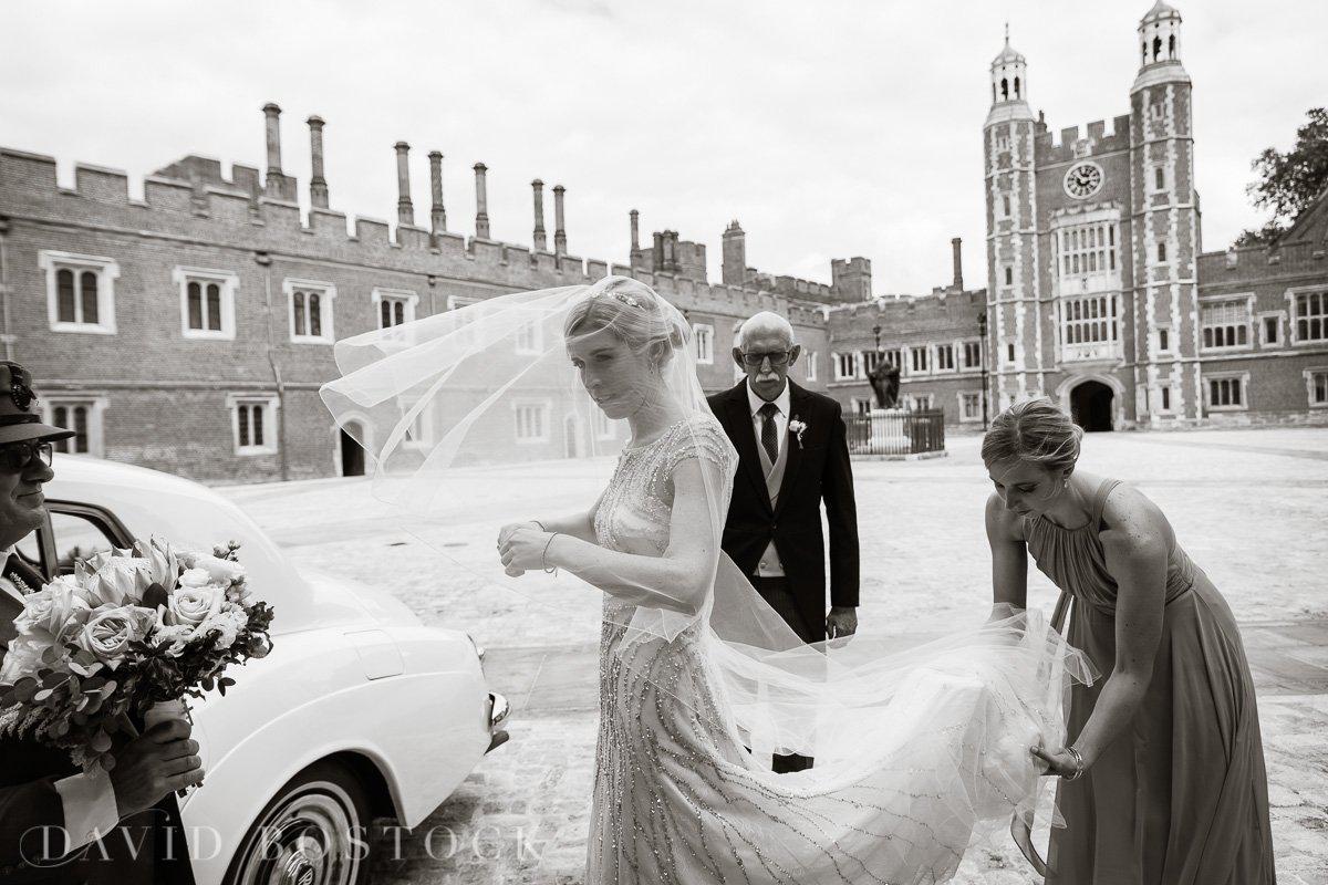 Bespoke Illusion tulle drop veil with Emerald green hair accessories