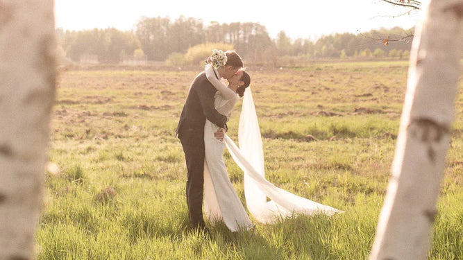 Bespoke crisp silk barely there veil with Cali lace - Britten Bride - Paulina