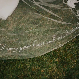 Real bride | Lillian Wild Gown | Bespoke Hand Embroidered Barely There Veil, Skylar