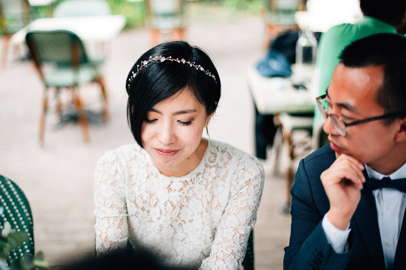 Real Bride | Floral Hair Vine Lily | Pearl Stud Earrings Paige