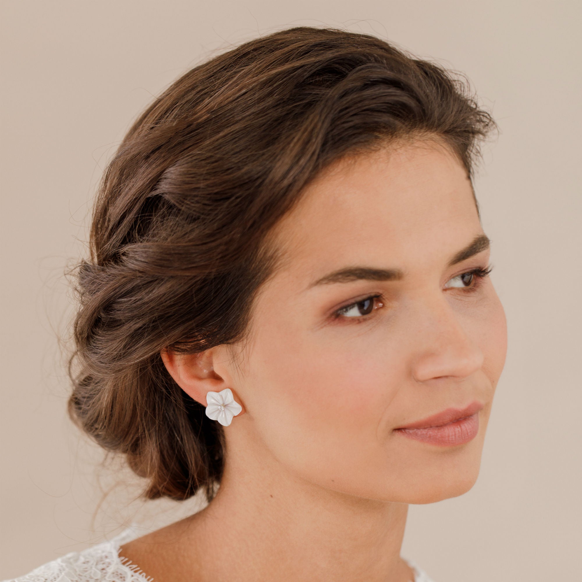 Our new Mother of pearl flower or crystal stud wedding earrings- two pairs in one - 'Jane'