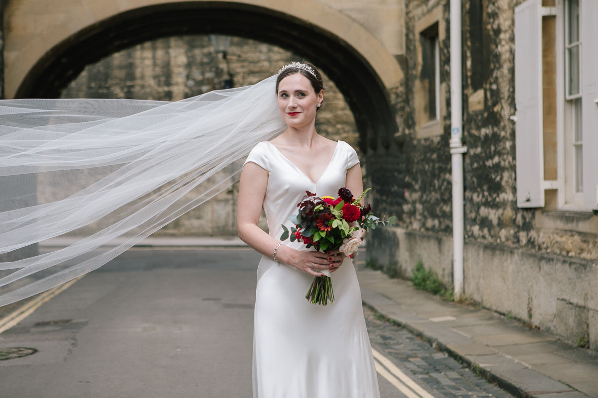 Real Bride | Andrea Hawkes Bridal Gown | Extra Wide Single Tier Veil Niacae