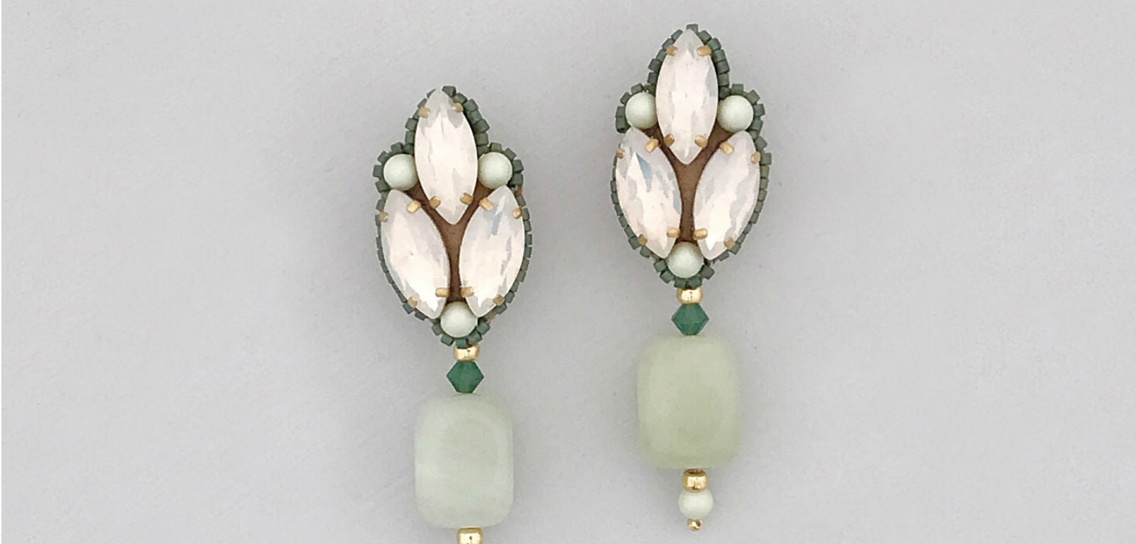 jade gold opal wedding earrings 