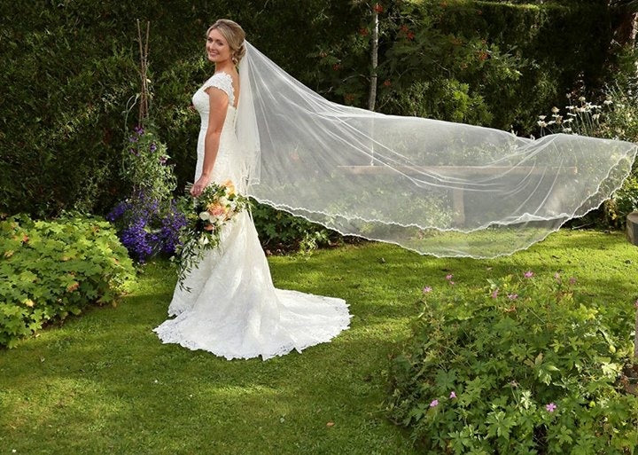 Real Bride | Lace Dress | Bespoke Delicate Lace Edge Drop Veil