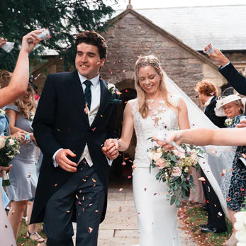 Real bride | Pronovias Gown | Silver Floral Multipiece Halo and Bracelet Jaime