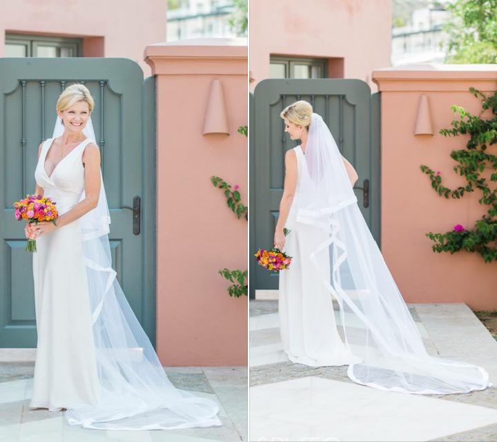 Real Bride | Satin Dress | Bespoke Church Length Satin Edge Two Tier Wedding Veil