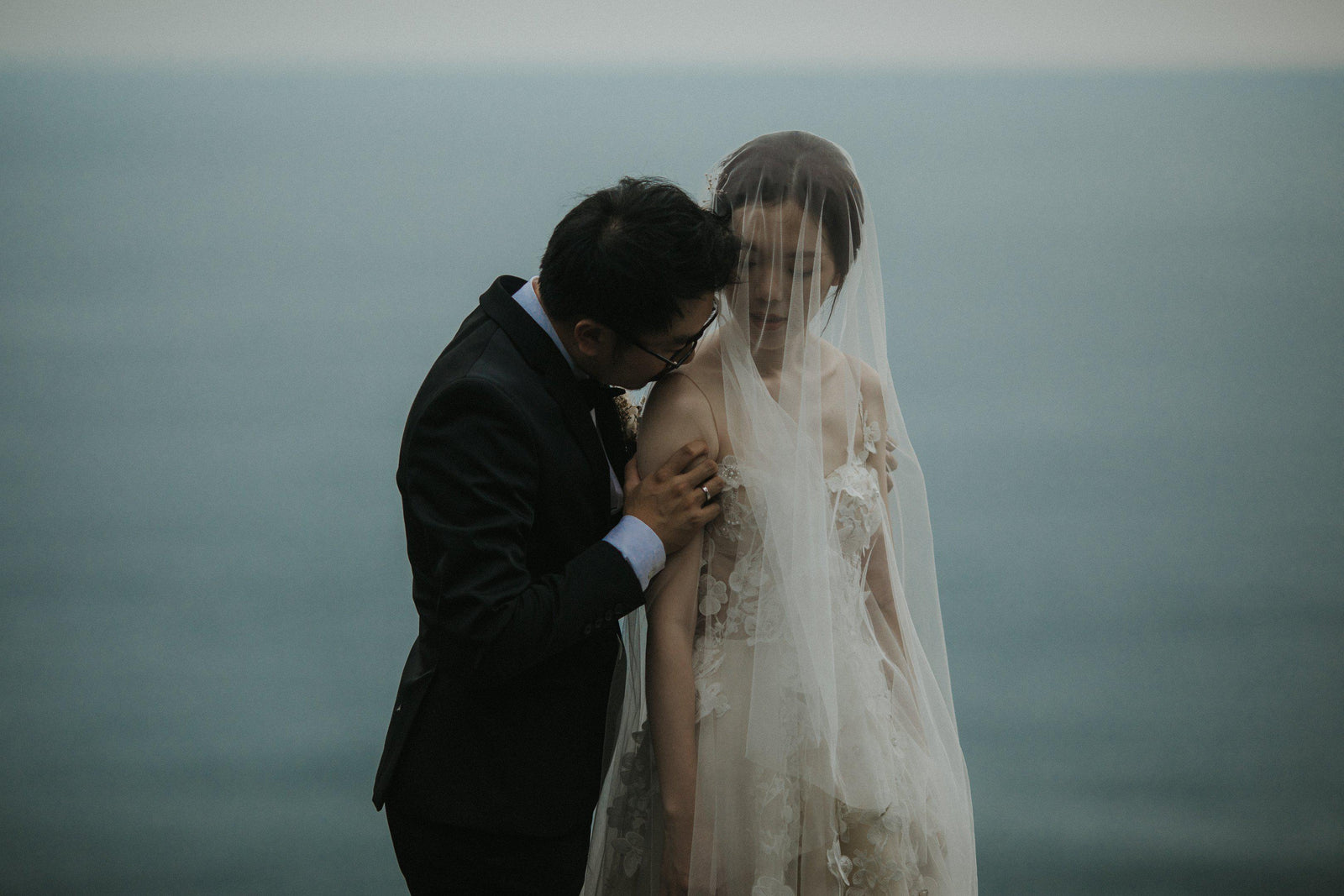 Extra long blusher silk style veil - Layla - Britten Bride - Choco