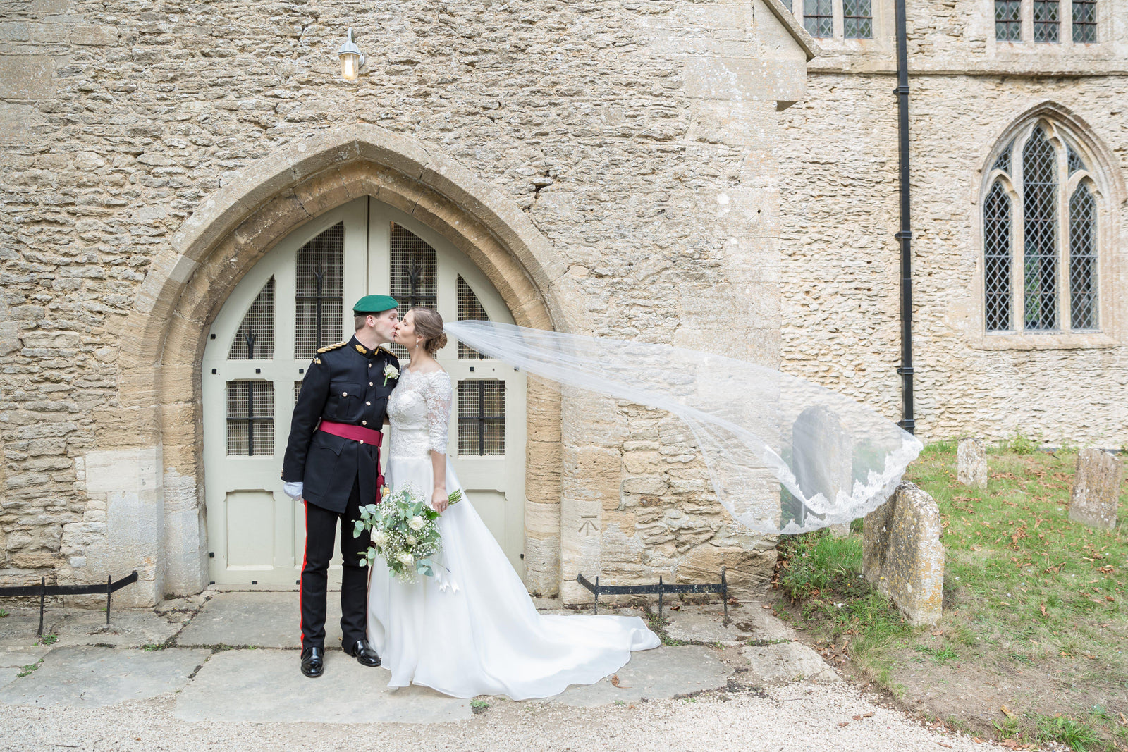 Real bride | Pronovias dress | Bespoke Semi Lace Edge Veil with Adela lace