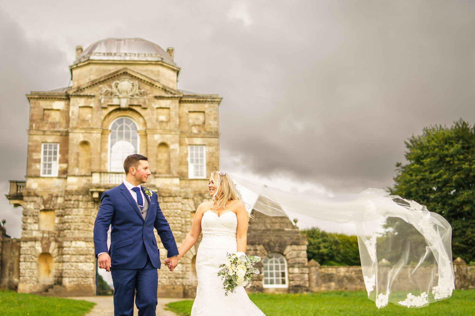 Lace Flower Motif Train Wedding Veil | Amara | Britten Bride | Claire