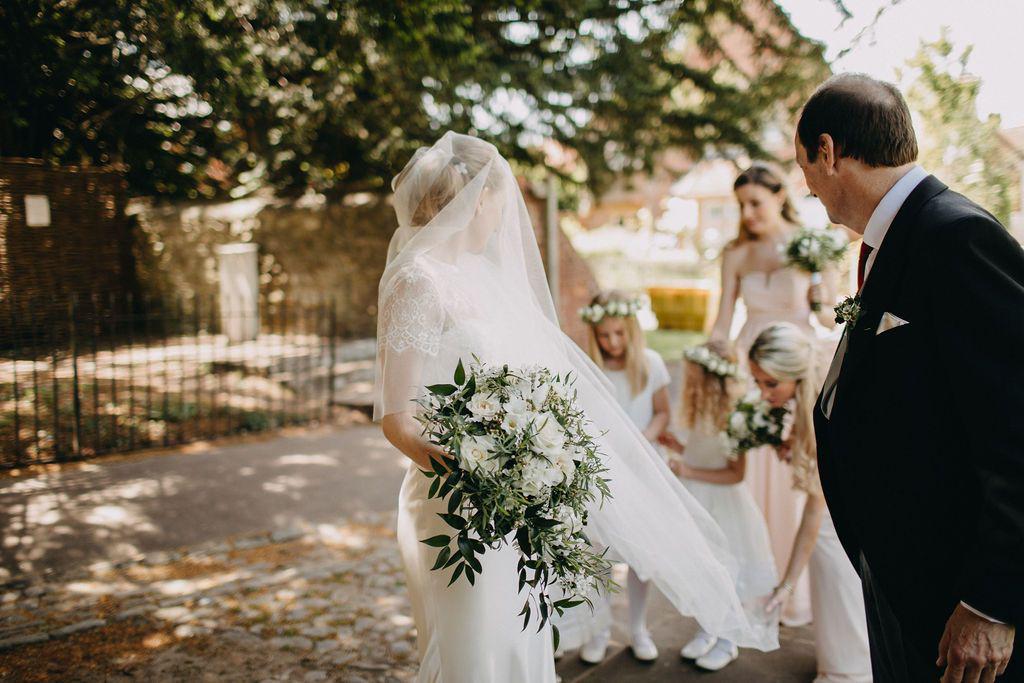 Bespoke drop veil with silk flowers - Fiore - Britten Bride - Claire
