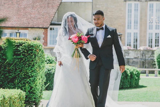 Two tier cut edge silk style wedding veil Layla