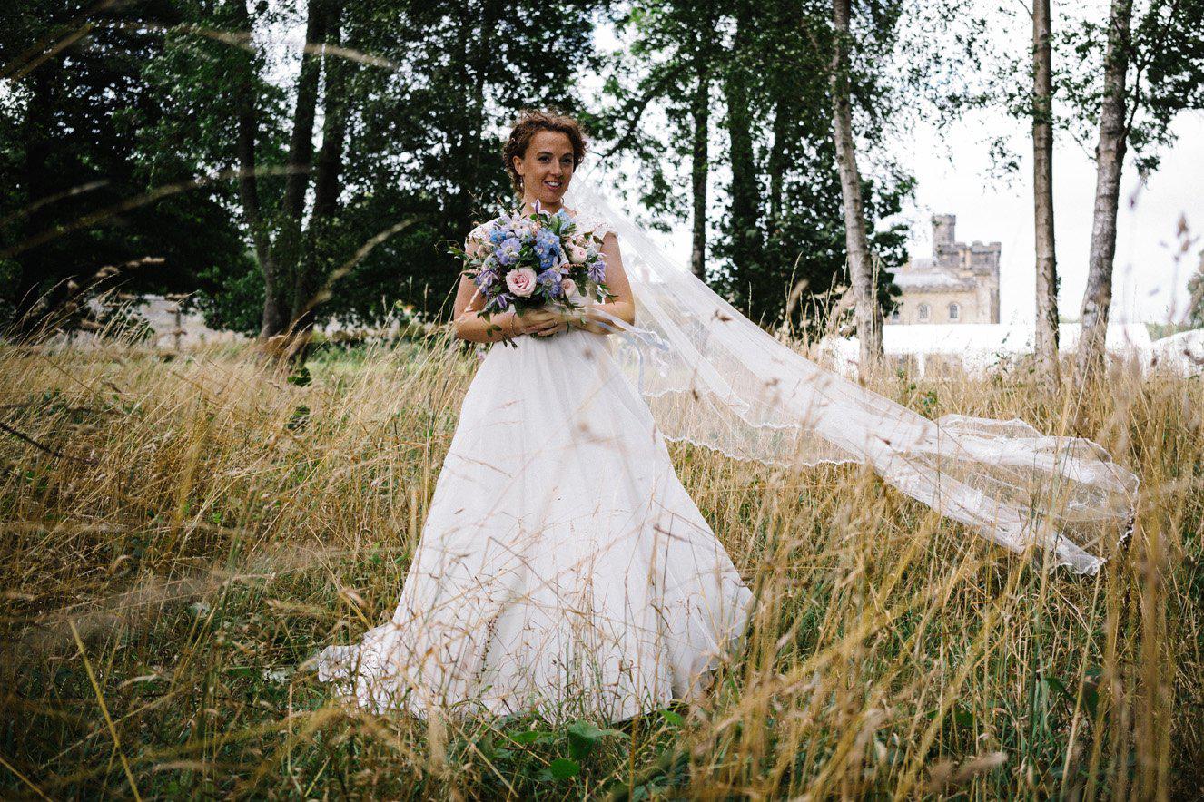 Real Bride | Tabitha Gown | Bespoke Embroidered Wedding veil, Flora Hair Vine and A Personalised Catherine Garter