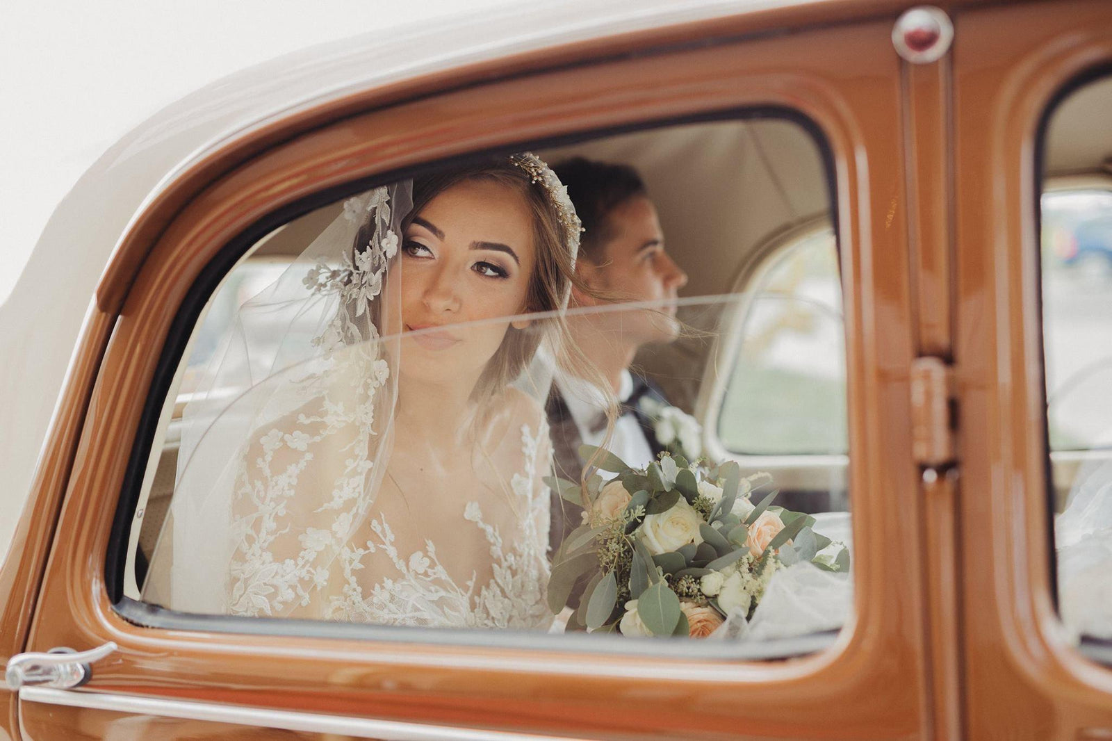 Real Bride | Oksana Mukha Dress | Freshwater Pearl Hairvine India | Freshwater Pearl Hair Pins Eve