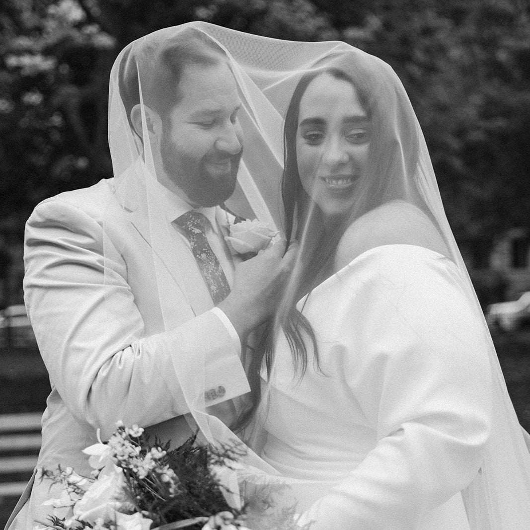 Real Bride | Sarah Seven Gown | Italian Tulle Drop Wedding Veil 'Delphine'