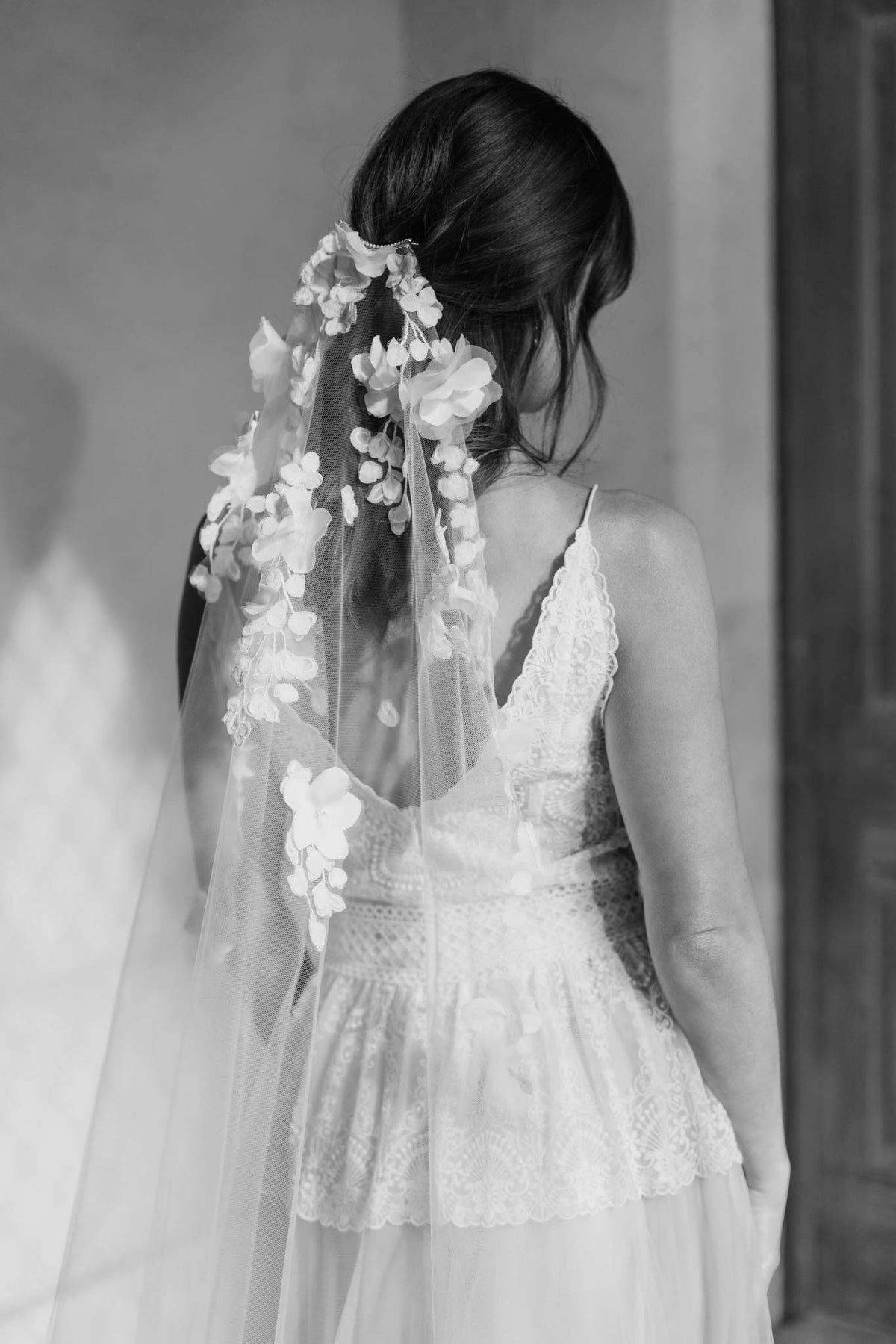 Wedding Veil Barely there floral botanical wedding veil - Briar
