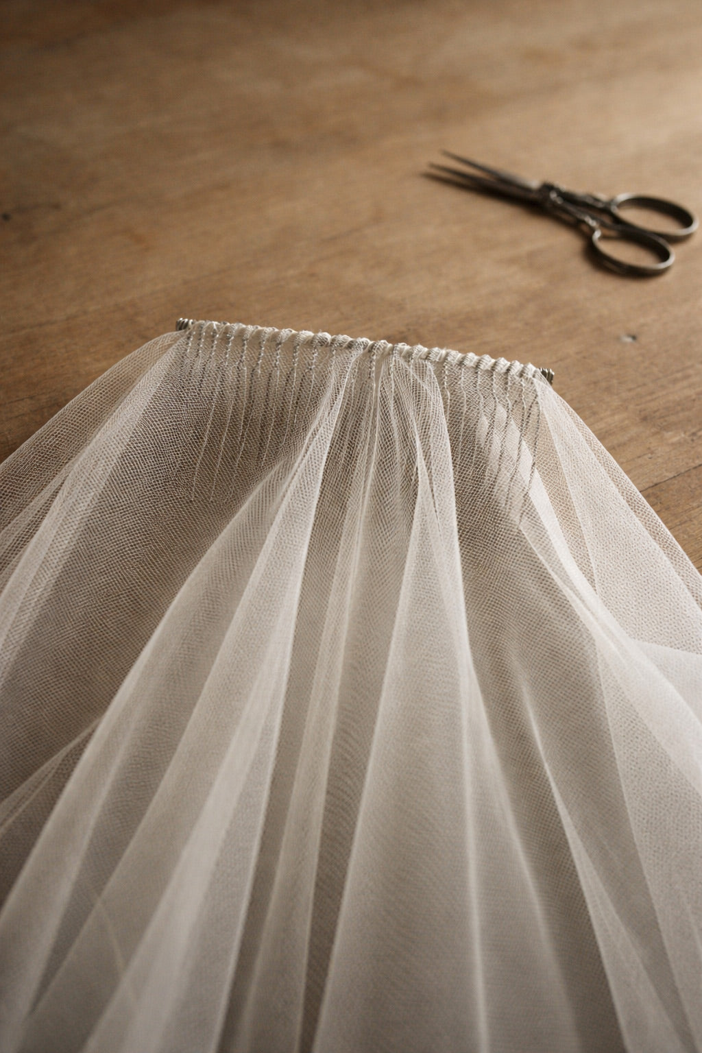 Sheer drop wedding veil with extra long blusher - 'Eleanor'
