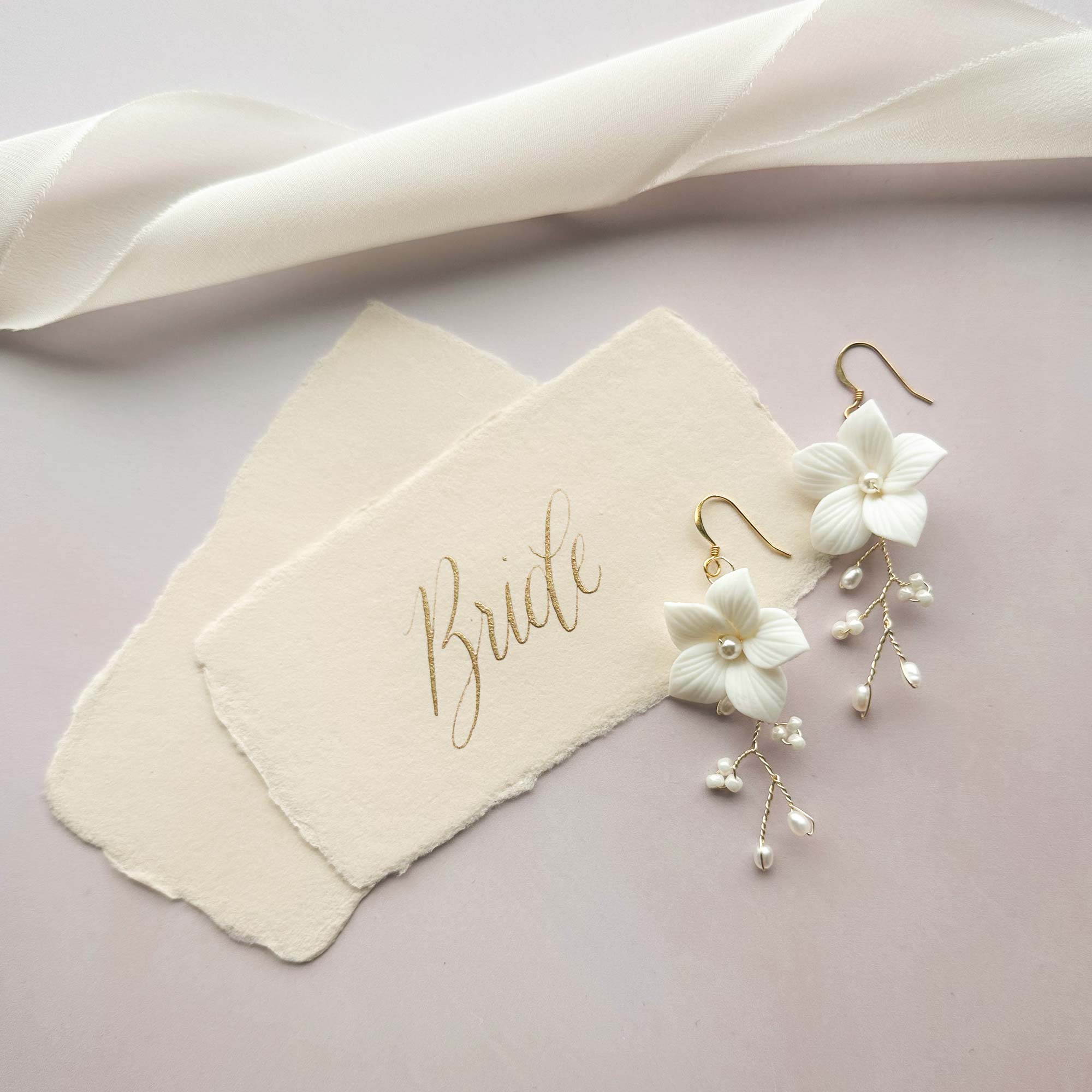 Wedding Earring Clay flower wedding earrings - 'Hazel'