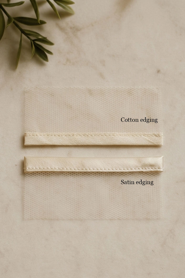 Ribbon edge two tier wedding veil - 'Sandy'